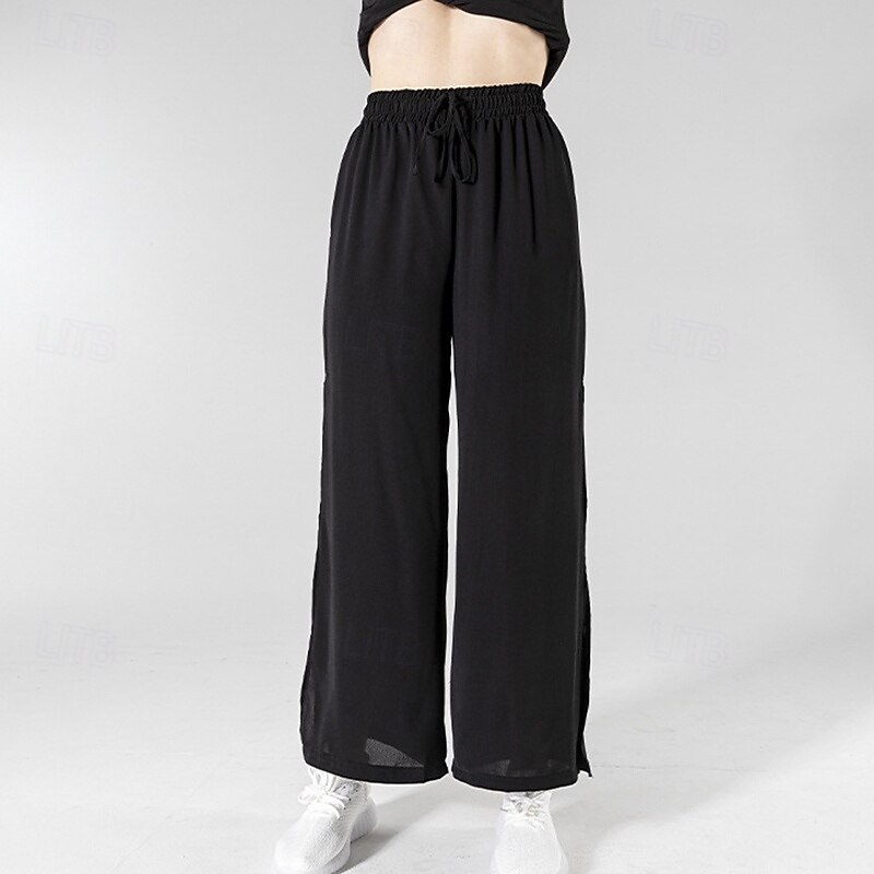 Women's Wide Leg Pants Casual Straight Leg Pants High Waist Athletic Pilates Running Bottoms Solid Color Black Blue Purple Fall Sports Activewear4