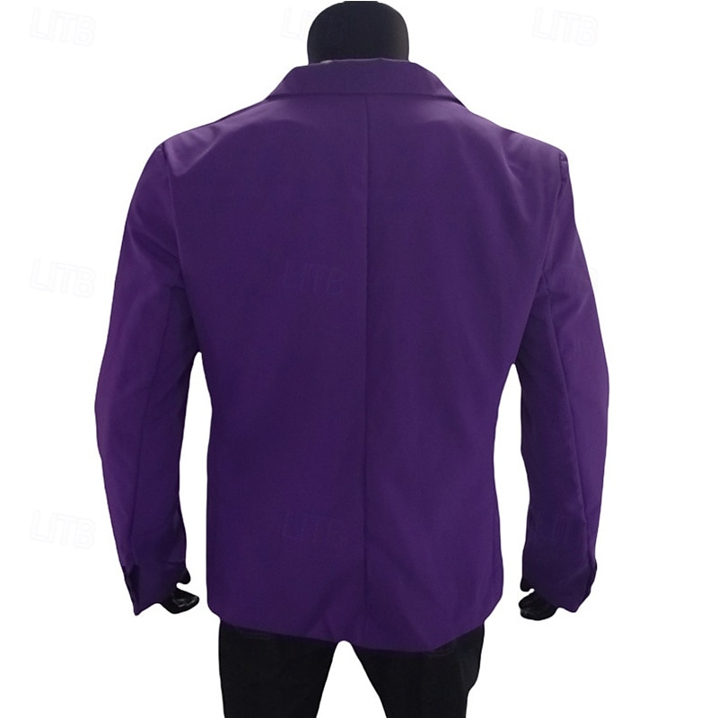 Men's Blazer Business Cocktail Party Wedding Party Fashion Casual Spring Fall Polyester Plain Pocket Buttons Comfortable Single Breasted Blazer Black Red Blue Purple3