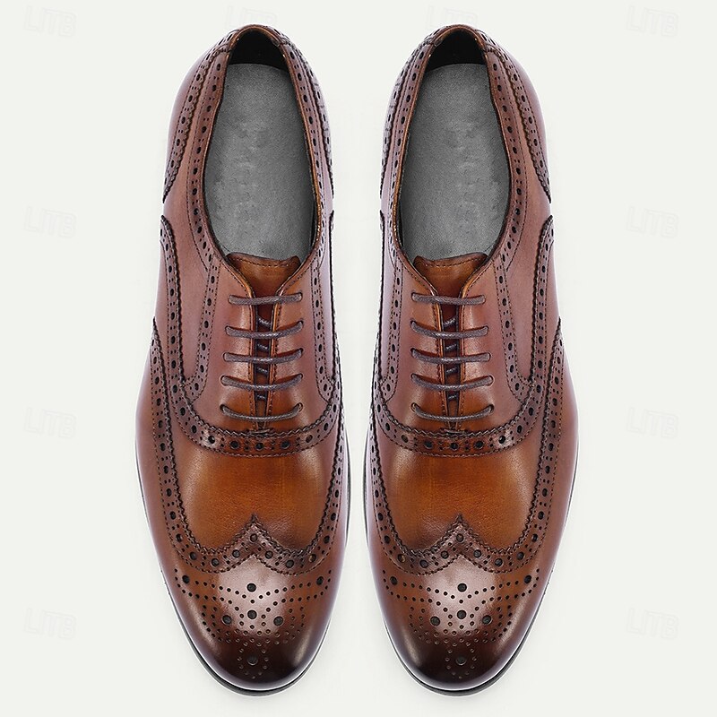 Men's Brown Wingtip Brogue Oxford Shoes – Vintage Lace-Up Leather Dress Shoes for Parties, Business Events and Special Occasions4