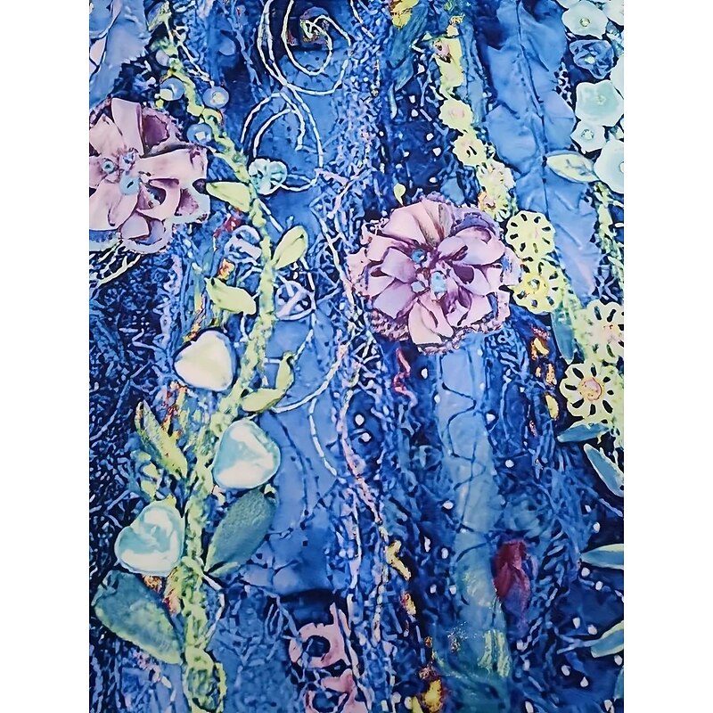 Women's Maxi Dress Sheath Dress T Shirt Dress Tee Dress Casual Boho Wedding Guest Daily Date Floral Graphic Long Sleeve Crew Neck Blue Green Gray Spring Fall Winter Autumn4