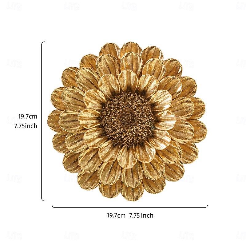 1PC European Dahlia Wall Hanging Decoration Gold and Silver Three-color Wall Decoration Hanging Tree Resin Material Handcrafted Decorative Ornaments Suitable for Home and Store Wall Decoration3