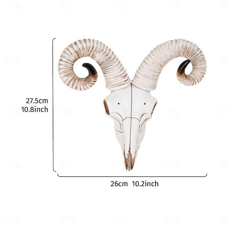 Nordic Viking Animal Skull Wall Decor, Realistic Resin Ram Head Ornament for Home, Bar, Restaurant, Party and Photography Decoration2