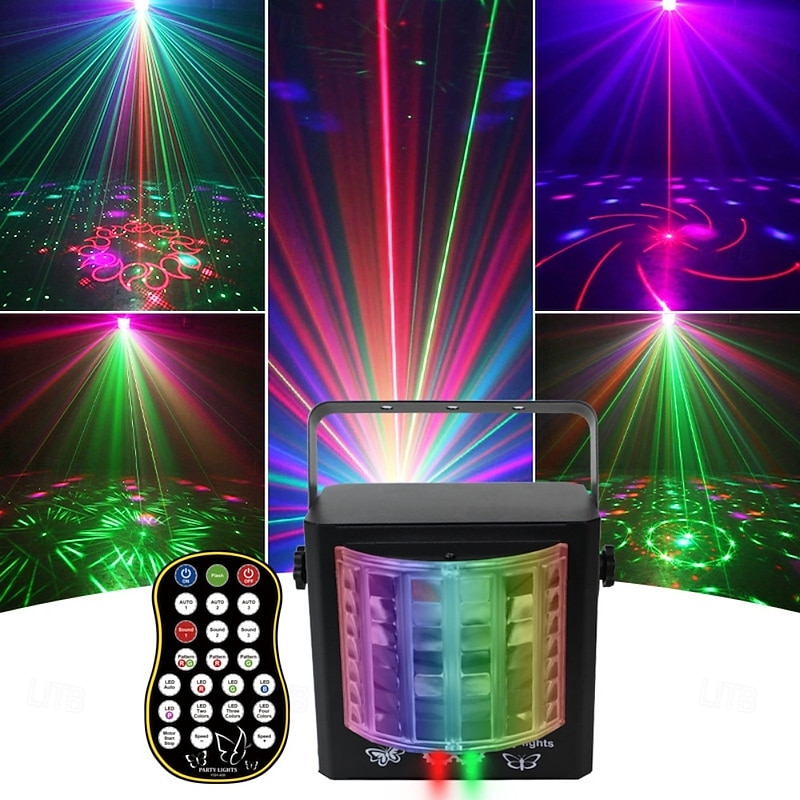 Party Lights DJ Disco LightsLED Stage Lighting mini Butterfly Light with Sound Activated and Remote Control DJ Lighting for Parties Birthday Wedding Club KTV Karaoke Bar Stage Live Show3