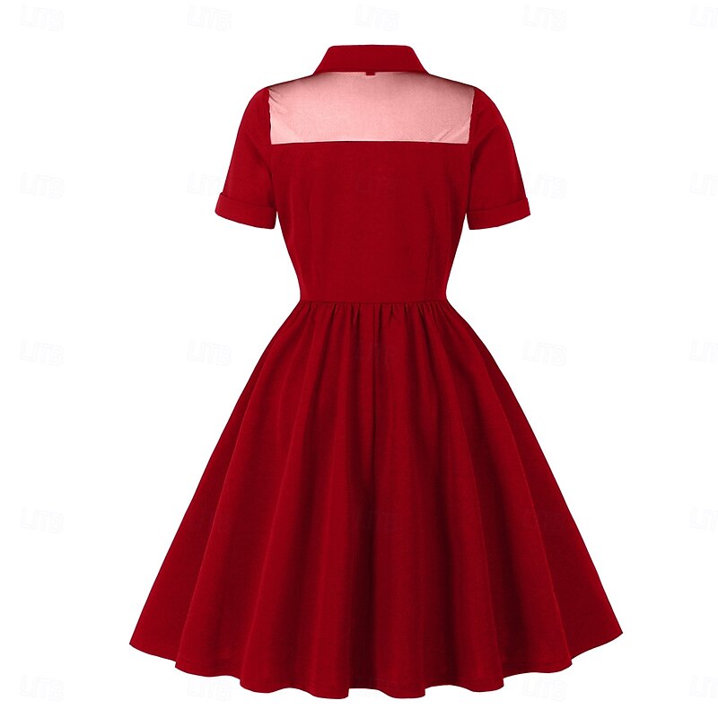 Retro Vintage 1950s Dress Fit and Flare Fancy Dress Women's Christmas Carnival Valentine's Day Party Casual Adults Dress Spring & Summer2