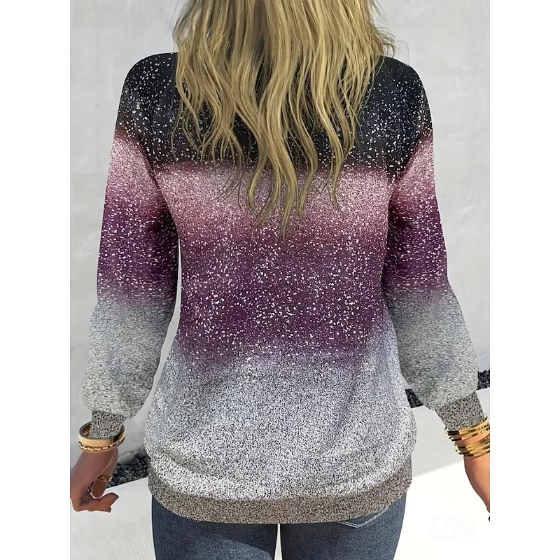 Women's Pullover Graphic Geometric Polka Dot Casual Long Sleeve Crew Neck Round Neck Regular Tops Street Casual Holiday Print Purple Spring Fall Winter2