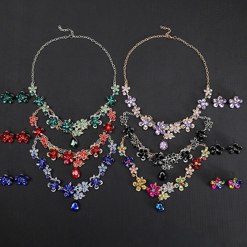 Jewelry Set Two-piece Suit Rhinestone Rhinestone Earrings Necklace Women's Elegant Vintage Fashion Vintage Style Classic Jewelry Set For Wedding Party Wedding Guest3