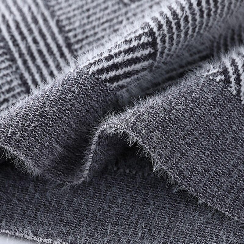 Men's Sweater Pullover Sweater Jumper Ribbed Knit Regular Tops Knitted Slim Fit Plain High Neck Knitwear Contemporary Casual Daily Wear Clothing Apparel Fall Light Grey Dark Gray M L XL4