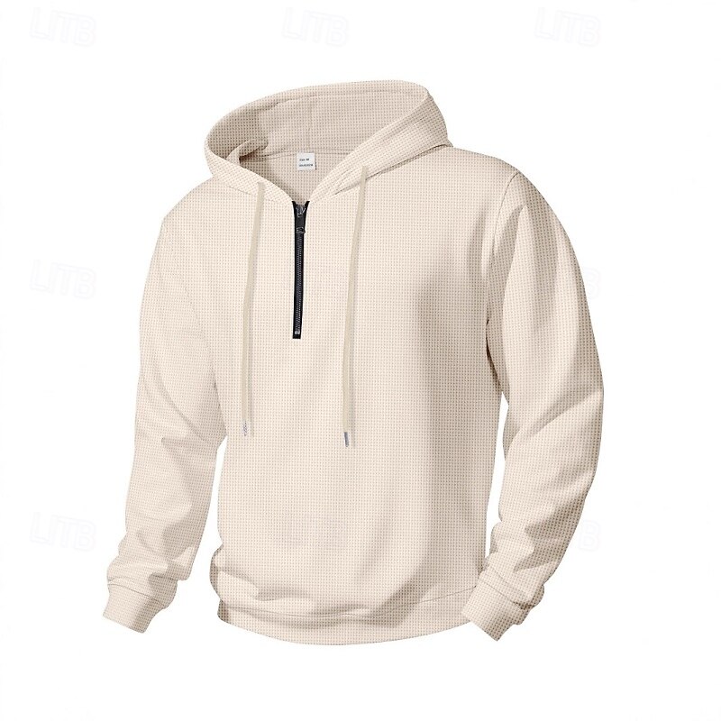 Men's Hoodie Pullover Hoodie Sweatshirt Quarter Zip Hoodie Black White Blue Khaki Gray Hooded Plain Zipper Sports & Outdoor Casual Daily Streetwear Cool Sportswear Spring &  Fall Clothing Apparel3
