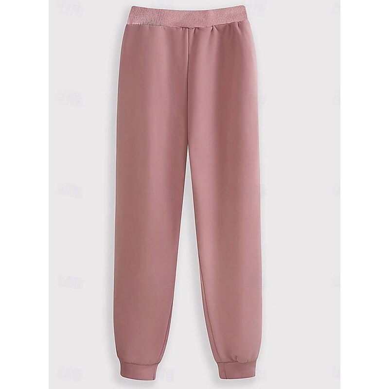 Women's Warm Daily Two Piece Sets Tracksuit Pants Sets Long Sleeve Crew Neck Graphic Geometric Letter Drawstring Print Casual Daily Pink Blue Gray Fall Regular Fit4