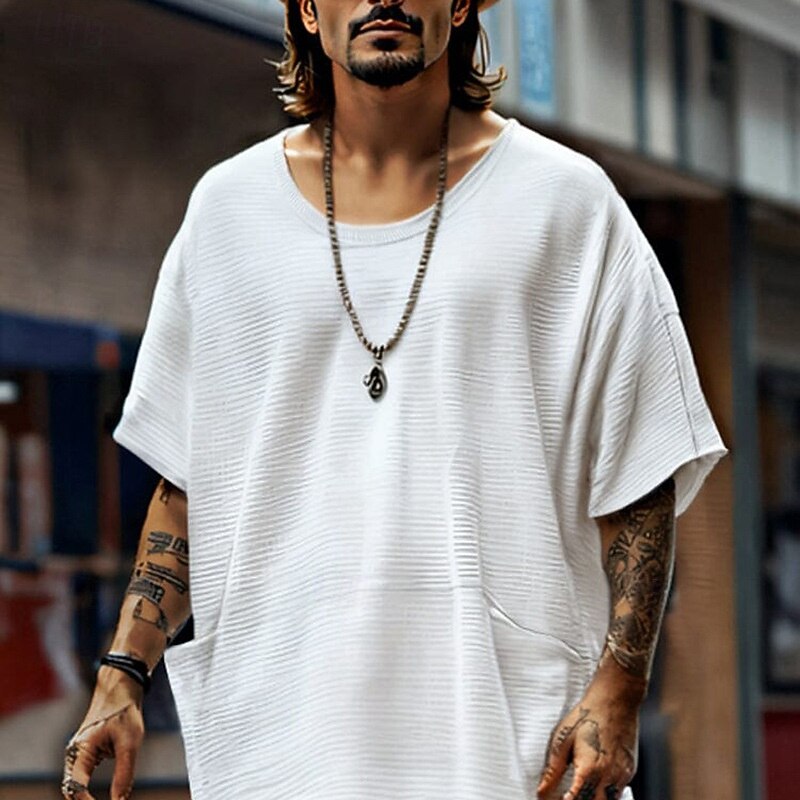 Men's T-shirt Suits 2 Pieces Outfits Tee & Shorts Short Sleeve Crew Neck Summer Plain Fashion Casual 2 Piece Vacation Daily Wear Going out Black White Top Tee for Men3