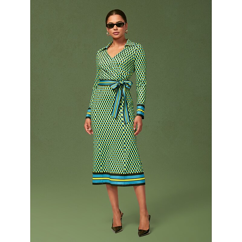 3D Geometric Stretchy Wrap Dress4