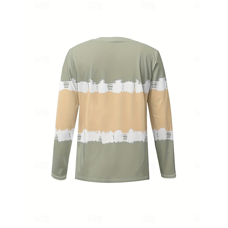 Women's T Shirt Ombre Graphic Striped Vintage Stylish Classic Long Sleeve V Neck Regular Tops Daily Print Light Green Spring Fall Winter3