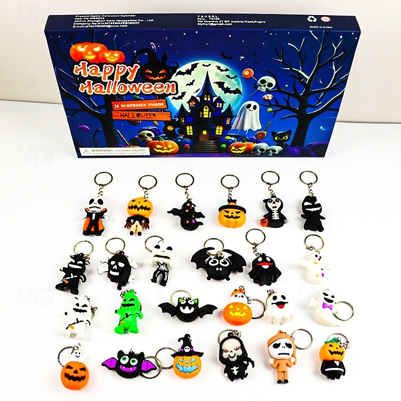 Halloween & Christmas Advent Calendar 24 Day Countdown with Keychains, Racing Toys, Dinosaur Toys Perfect Christmas Gifts for Kids3