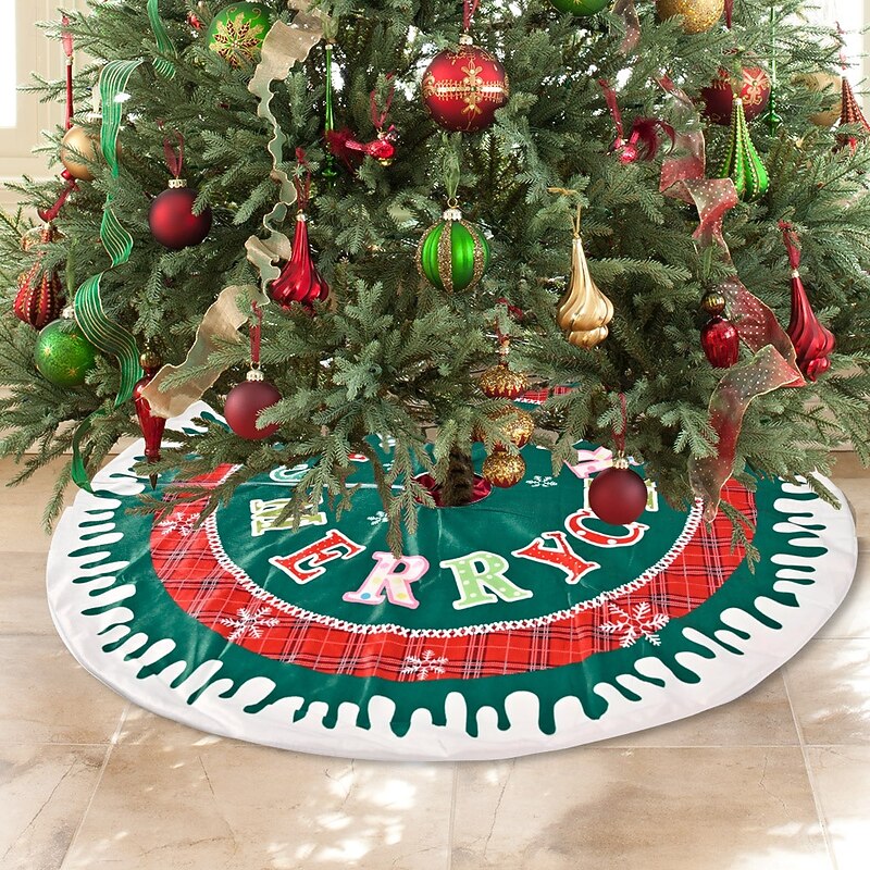 Christmas Tree Skirt Festive Plaid Snowflake Design Christmas Tree Base Cover Holiday Decoration Perfect Seasonal Home Ornament for Christmas Tree Celebration4