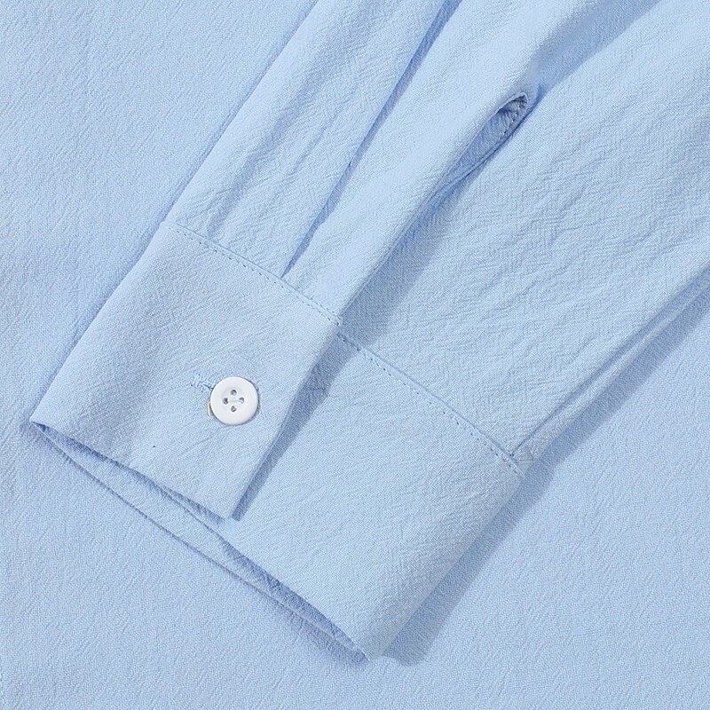 Men's Shirt Linen Shirt Summer Shirt Beach Wear Button Up Shirt Plain Vacation Daily White Yellow Navy Blue Blue Long Sleeve Band Collar Summer Fall Clothing Apparel Front Pocket4