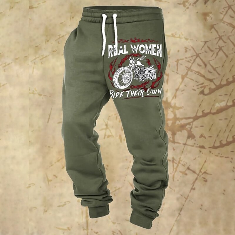 Men's Motorcycle Letter Print Sweatpants Joggers Trousers Mid Waist Drawstring Elastic Waist Vintage Retro Jogging Streetwear Workout Athletic Sweatpants with Pockets Spring Fall 3D Print Black 12