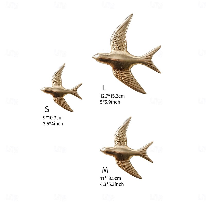 3PCS Modern Resin Flying Bird Wall Decor, Minimalist Swallow Wall Hanging Sculpture for Living Room, Bedroom, Office, Store or Party Decoration3