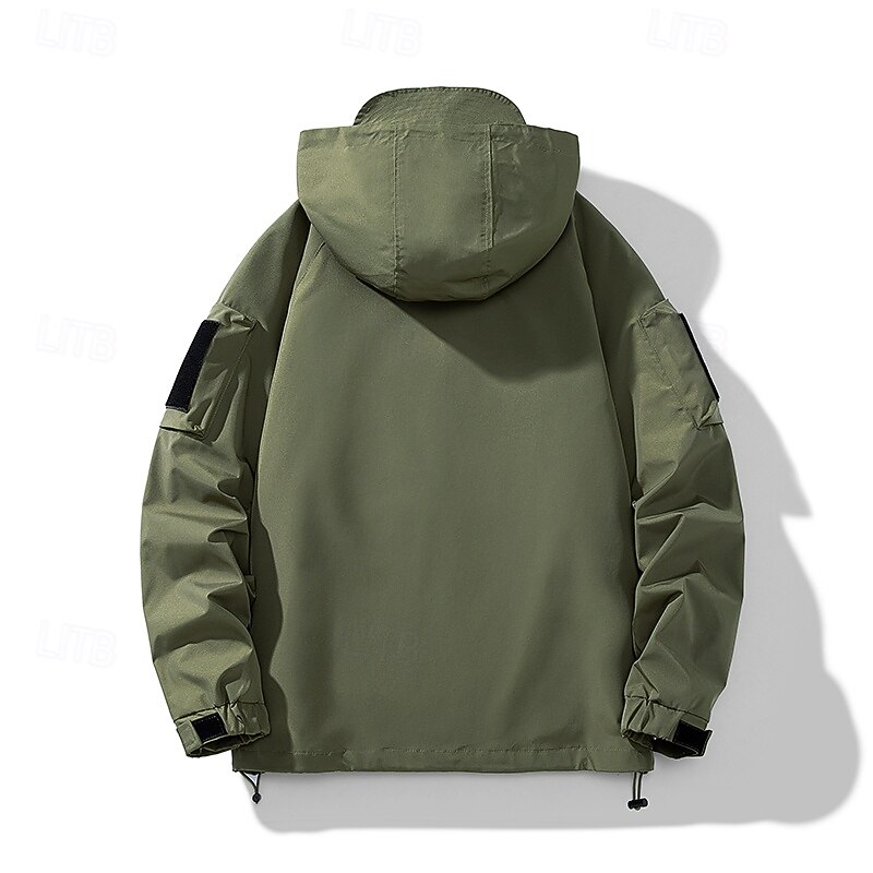 Men's Jacket Casual Jacket Outdoor Vacation Warm Zipper Pocket Fall Winter Plain Fashion Streetwear Standing Collar Regular Black Khaki Army Green Jacket2