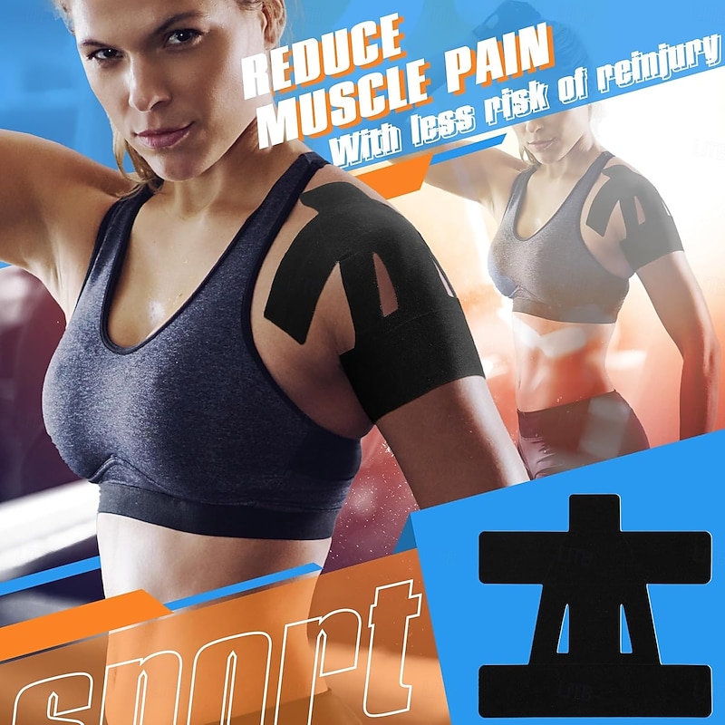 10/20pcs Kinesiology Tape for Shoulder Pain Relief Pre Cut Sports Waterproof Breathable Enhance Elastic Kinesiology Athletic Tape for Shoulder Support and Muscle Marathon Sports2