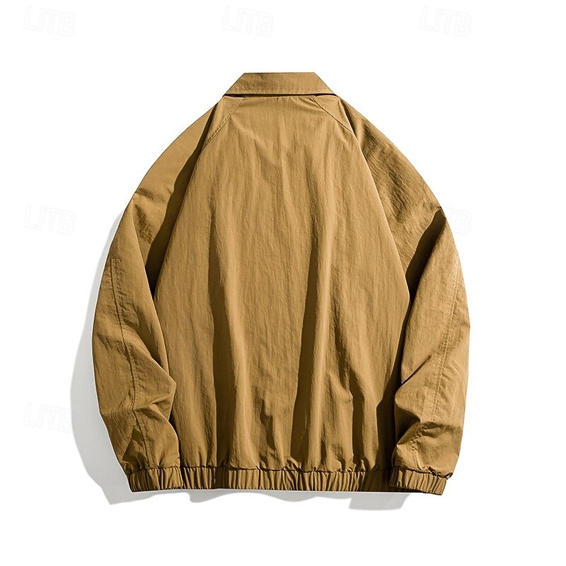 Men's Jacket Casual Jacket Outdoor Vacation Warm Zipper Pocket Fall Winter Plain Fashion Streetwear Standing Collar Regular Black Khaki Coffee Jacket2