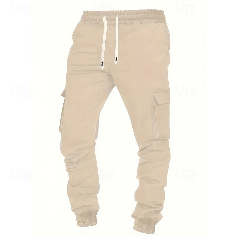 Men's Sweatpants Fleece Pants Joggers Trousers Cargo Sweatpants Drawstring Pocket Elastic Waist Plain Comfort Warm Sports Outdoor Daily Fashion Casual Black Red Micro-elastic3