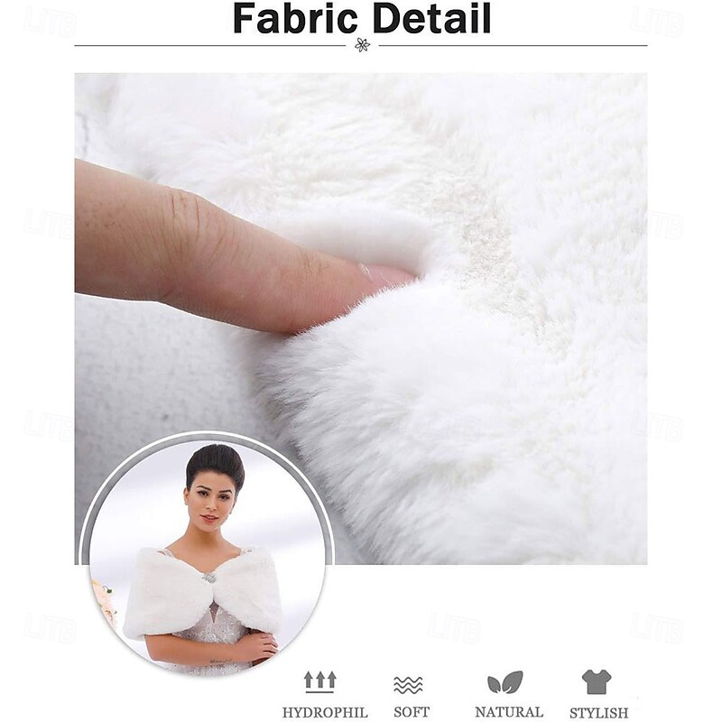 Womens Faux Rabbit Fur Wraps and Shawls Bride Wedding Fur Stole Bridal Dress Shrug Cover Up for Women3