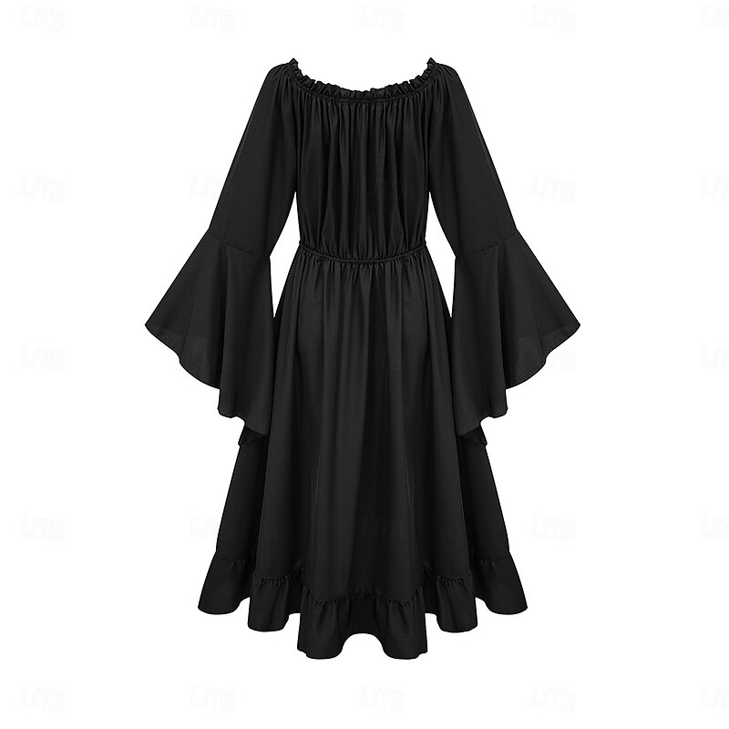 Medieval Ankle Length Dress Viking Outlander Elven Fancy Dress Women's Halloween Carnival Masquerade Party & Evening LARP Ren Faire Adults Dress All Seasons3