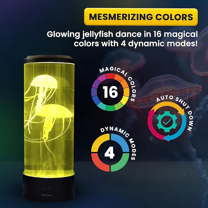 Jellyfish Lava Lamp Jellyfish Lamp with 16 Color Changing Lights Jellyfish Tank Table Lamp Jellyfish Aquarium Night Light Home Office Room Desk Decor Lamp Mood Light for Relax2
