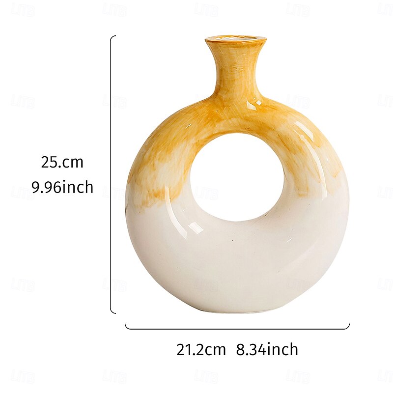 1PC A Colorful Circular Vase Ornament a Hand-painted Resin Material Home Decoration Vase a Dried Flower Arrangement Decorative Vase Suitable for Living Room Homestay and Hotel Table ecoration4