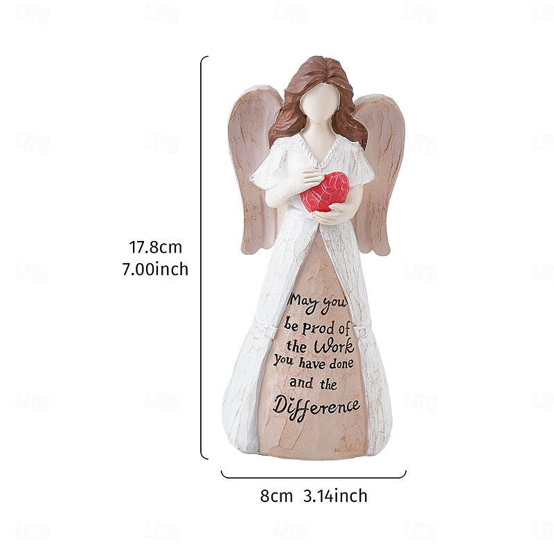1PC A Creative Resin Angel Holding A Red Heart With an English Slogan is A Decorative Item Suitable for TV Background Walls Entrance Halls Study Rooms Office Desks and Other Desktop Decorations3