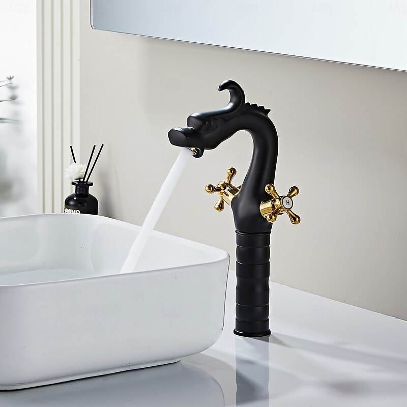 Bathroom Sink Faucet - Classic Antique Brass / Electroplated Centerset Two Handles One HoleBath Taps2