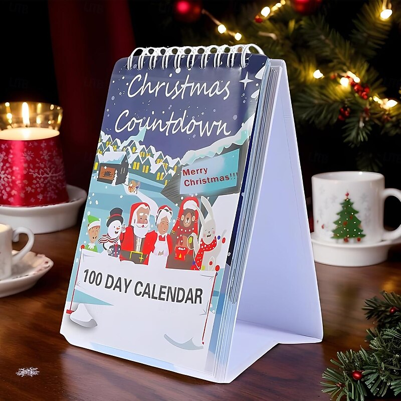 2025 100-Day Christmas Countdown Calendar Xmas Tear Off Countdown Desk Calendar, Desktop Advent Calendars, 100 Days Interactive Wall Art Home Decor Desk