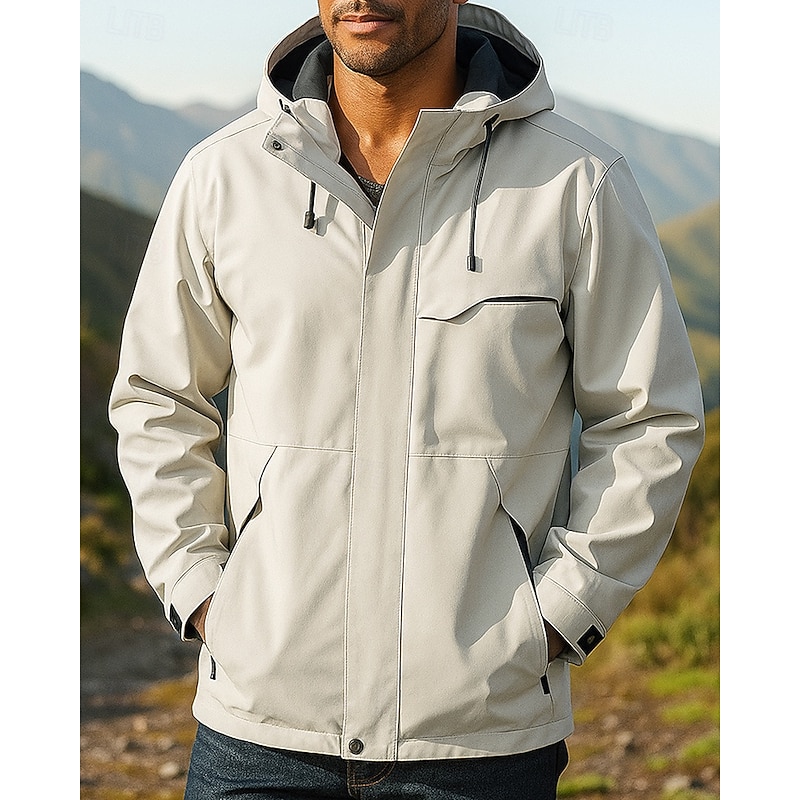 Men's Windbreaker Softshell Jacket Hiking Jacket Outdoor Waterproof Windproof Hiking Outfits Hiking Clothes Winter Autumn / Fall Top Camping / Hiking / Caving Running Black White Yellow3