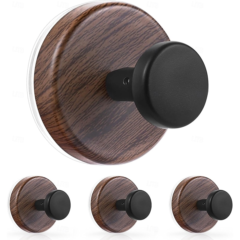 4-Pack Walnut Wreath Hanger for Front Door,Christmas/Halloween Heavy Duty Suction Cup Reef Hook for Glass Window/Over Door/Outdoor