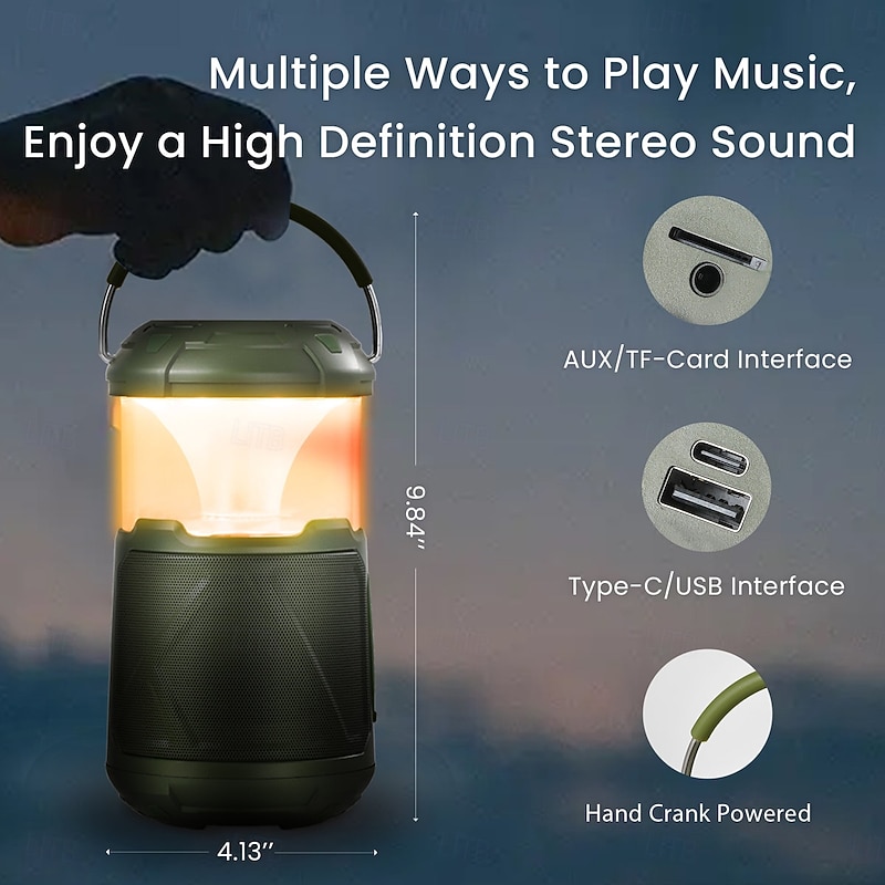 Wireless Waterproof Outdoor Bluetooth Speaker with Lights, Micro SD Card Slot, Handle, TWS, Long Playtime, Perfect for Camping, Shower, Pool, Beach, Travel, and Bedside4