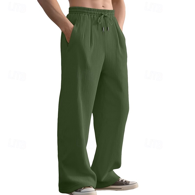 Men's Sweatpants Trousers Baggy Pants Knit Pants Open Bottom Sweatpants Drawstring Elastic Waist Plain Moisture Wicking Breathable Full Length Outdoor Casual Daily Fashion Streetwear Black Green2