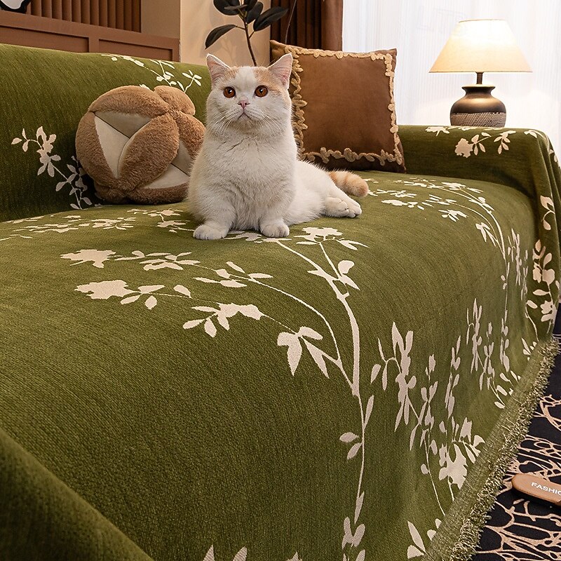 Luxury Couch Cover for Pets, Pet Friendly All-Season Sofa Cushion and Throw Blanket, Elegant Anti-Slip Anti-Scratch Couch Protector, Full-Cover Slipcover for Living Room Decor