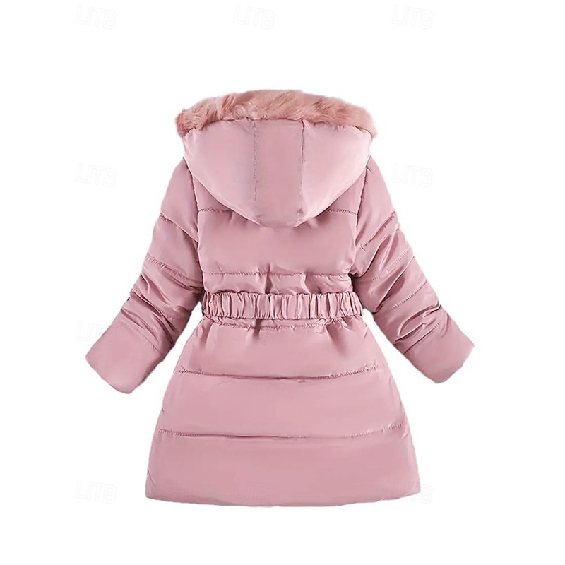 Kids Girls' Down Coat Heart Fashion Zipper Pocket School Coat Outerwear 4-12 Years Fall Black Pink Wine4