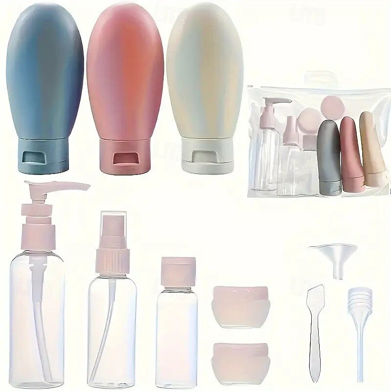 11-Piece Leak-Proof Travel Bottles Set – Reusable Containers for Shampoo, Conditioner, Lotion, Body Wash, Essential Travel Accessories, Perfect for Halloween and Everyday Use