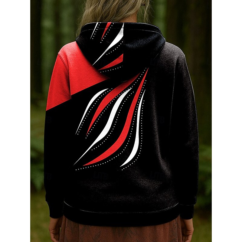 Women's Pullover Hoodie Sweatshirt Graphic Geometric Abstract Casual Long Sleeve Hooded Regular Tops Party Evening Wear Street Dailywear Red Blue Purple Orange Green Spring Fall Winter2