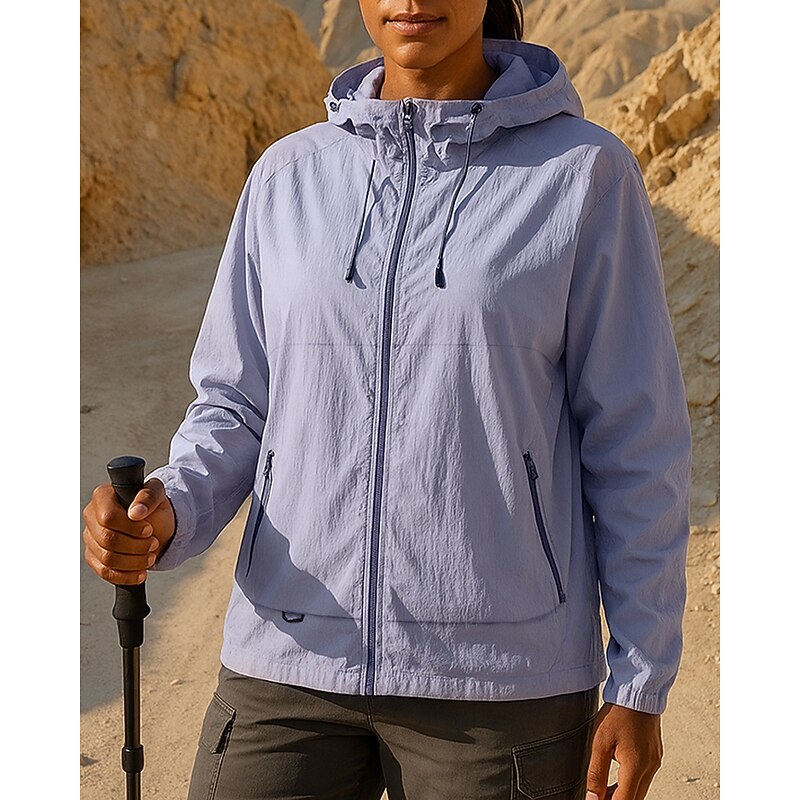 Women's Outdoor Jacket Hiking Jacket UV Protection Jacket Outdoor Quick Dry UV Cooling Breathable Hiking Outfits Hiking Clothes Summer Spring Jacket Hunting Fishing Climbing Solid Color Black Cream3