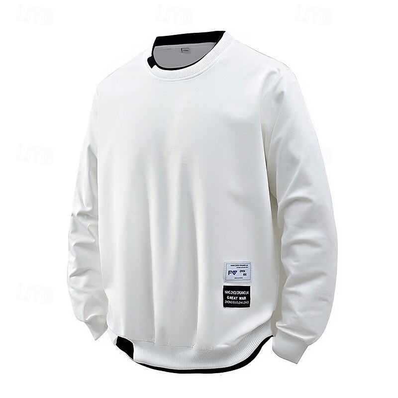 Men's Sweatshirt Pullover Hoodie Sweatshirt Pullover Black White Pink Blue Gray Crew Neck Plain Patchwork Sports & Outdoor Casual Daily Streetwear Cool Sportswear Spring &  Fall Clothing Apparel3
