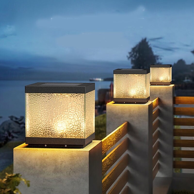 LED Outdoor Solor Post Light Fixture Waterproof Courtyard Pillar Lamps for House Porch Patio Outside Deck Garage Yard Exterior Post Lantern Lamps2