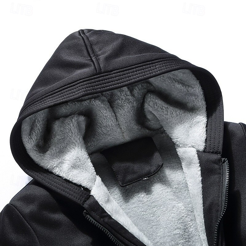 Men's Hoodie Full Zip Hoodie Fleece Hoodie Fleece lined Hoodie Black Red Blue Gray Hooded Plain Zipper Sports & Outdoor Casual Daily Streetwear Cool Sportswear Winter Clothing Apparel Hoodies2