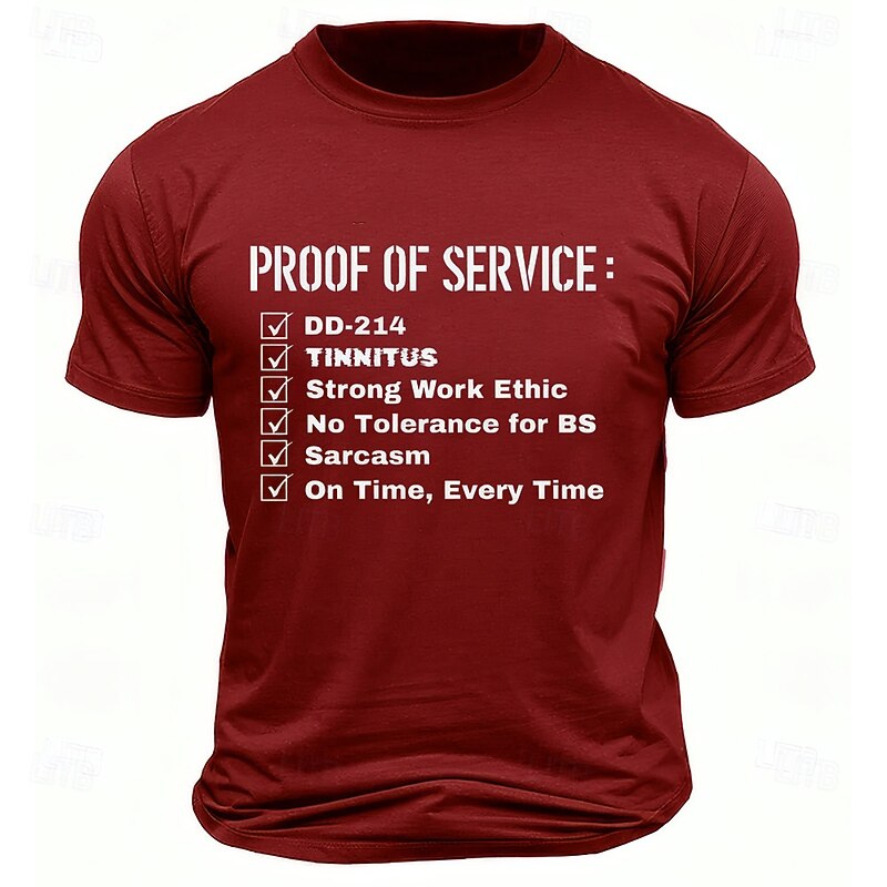 Men's Proof Of Service DD-214 T Shirt Short Sleeve T shirt 3D Print Crew Neck Shirt Daily Military Street Daily Black Red Blue Summer Spring Clothing Apparel2