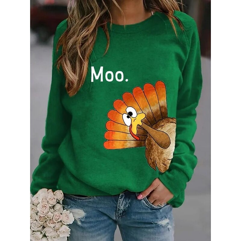 Halloween Women's Sweatshirts Graphic Animal Casual Long Sleeve Crew Neck Regular Tops Street Dailywear Casual Print White Red Orange Green Spring Fall Winter3