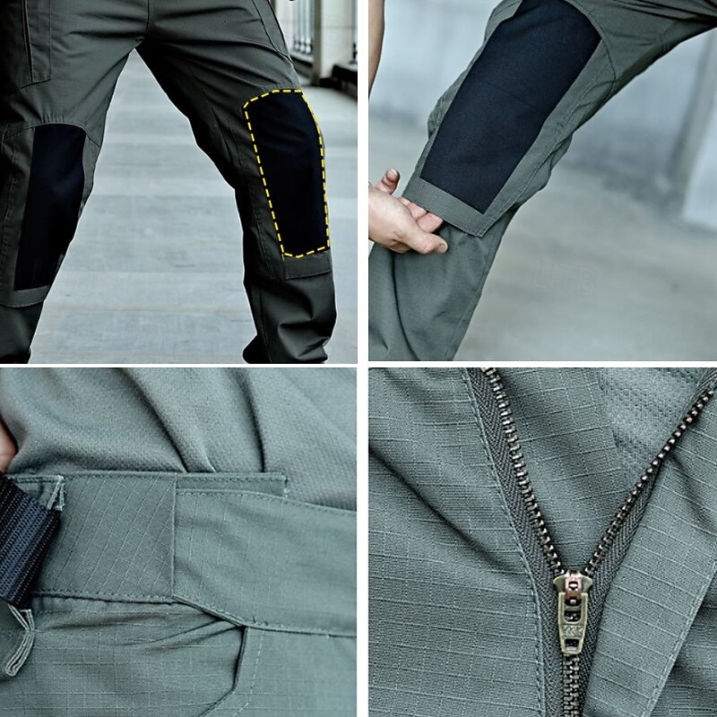 Men's Cargo Pants Tactical Pants Trousers Hiking Pants Buttons Multi Pocket Color Block Wearable Outdoor Daily Camping & Hiking Fashion Classic Black Green4