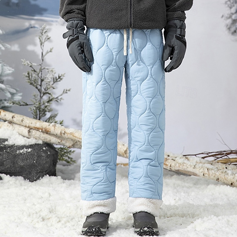 Men's Ski Down Pants Fleece Pants Thermal Pants Winter Outdoor Regular Fit Waterproof Windproof Bottoms Drawstring Pocket Blue Green Camping / Hiking Winter Sports Running S M L XL XXL2