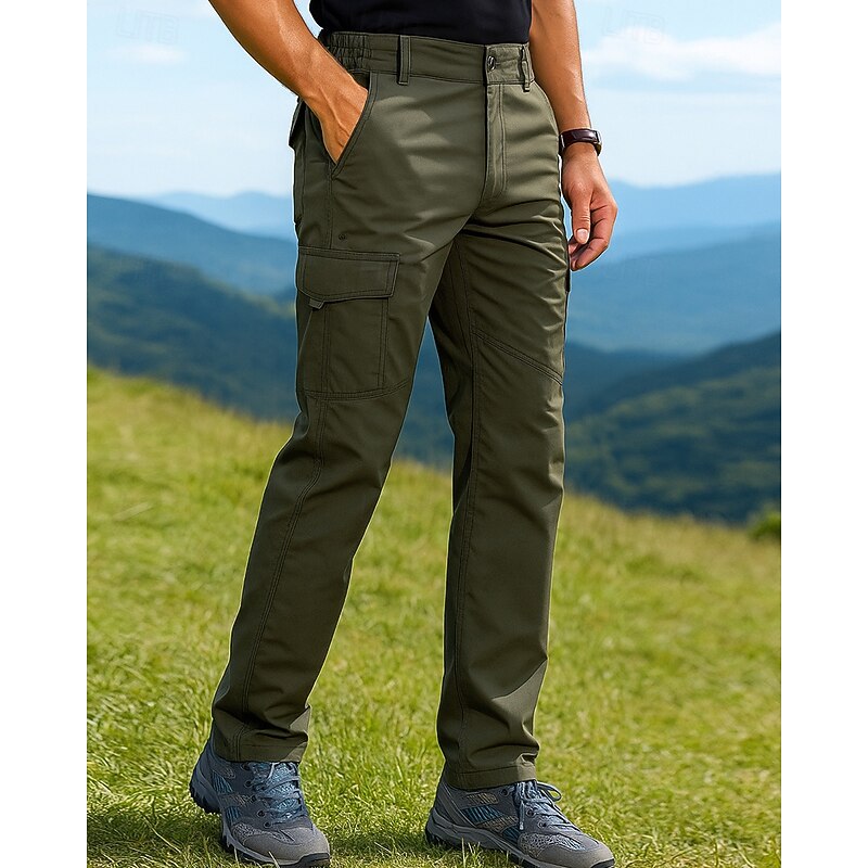 Men's Cargo Pants Hiking Pants Trousers Outdoor Regular Fit Thermal Warm Bottoms Pocket Black Army Green Camping / Hiking Running S M L XL XXL3