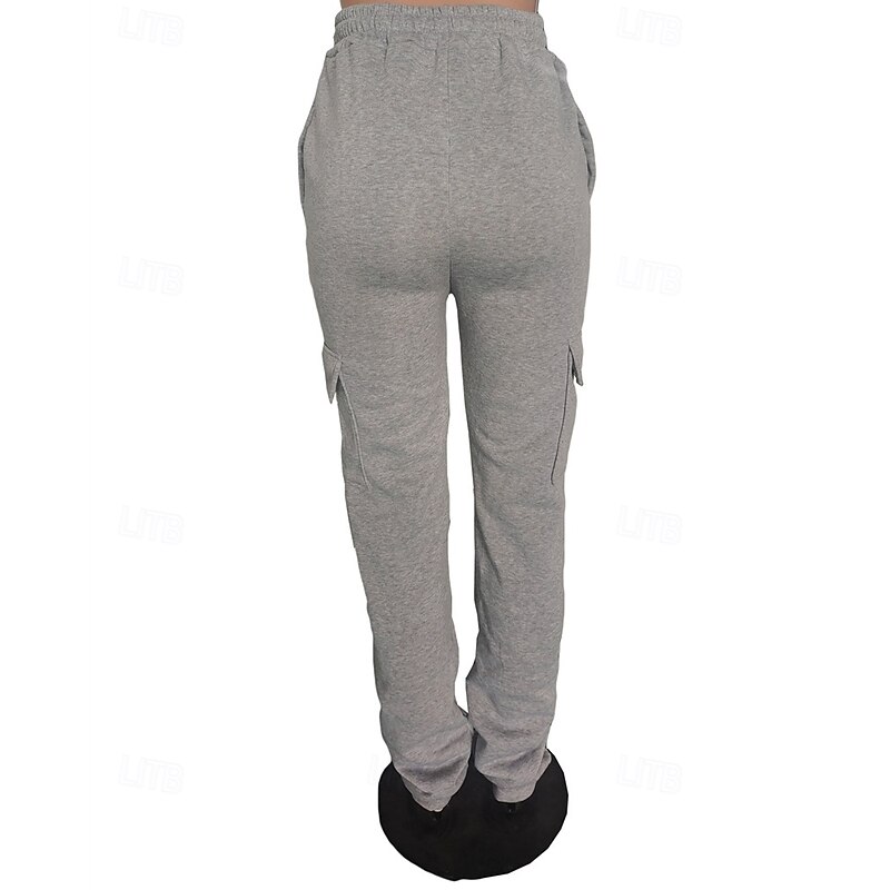 Women's Slacks Parachute Pants Streetwear Casual Full Length High Rise Plain Drawstring Elastic Waist Comfortable Street Holiday Daily Wear Black Pink ash-colored Fall Regular Fit3